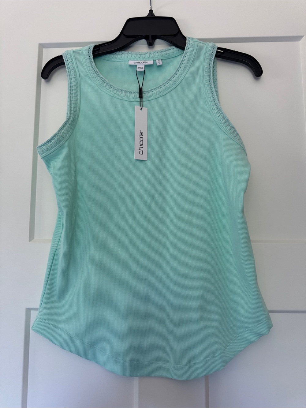 Chico's Light Mint Ribbed Trim Sleeveless Tank